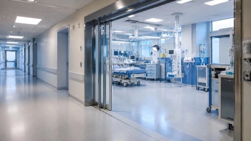 Moderne Krankenhaus-Notaufnahme mit Behandlungsräumen und Klinikflur zur Notfallversorgung im Harzklinikum