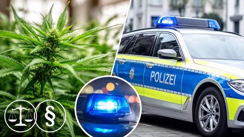 Polizeifahrzeuge und abgesperrtes Wohnhaus bei mutmaßlicher Cannabis-Plantage im Harz bei Nacht