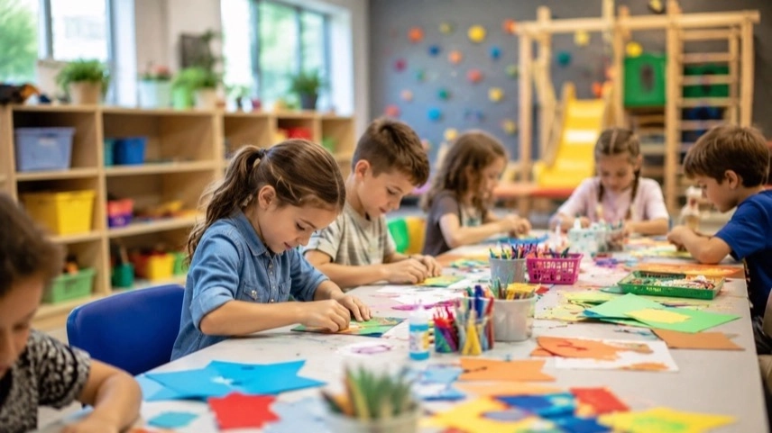 Kinder bei kreativen Freizeitangeboten in einem Ferienprogramm während der Sommerferien in Osterode am Harz