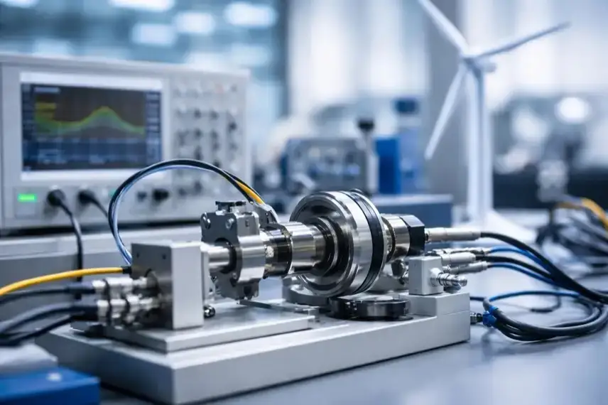 Laboraufbau mit Messgeräten zur Analyse von Schmierstoffen für Windkraftanlagen und elektrische Antriebe in der E-Mobilität.