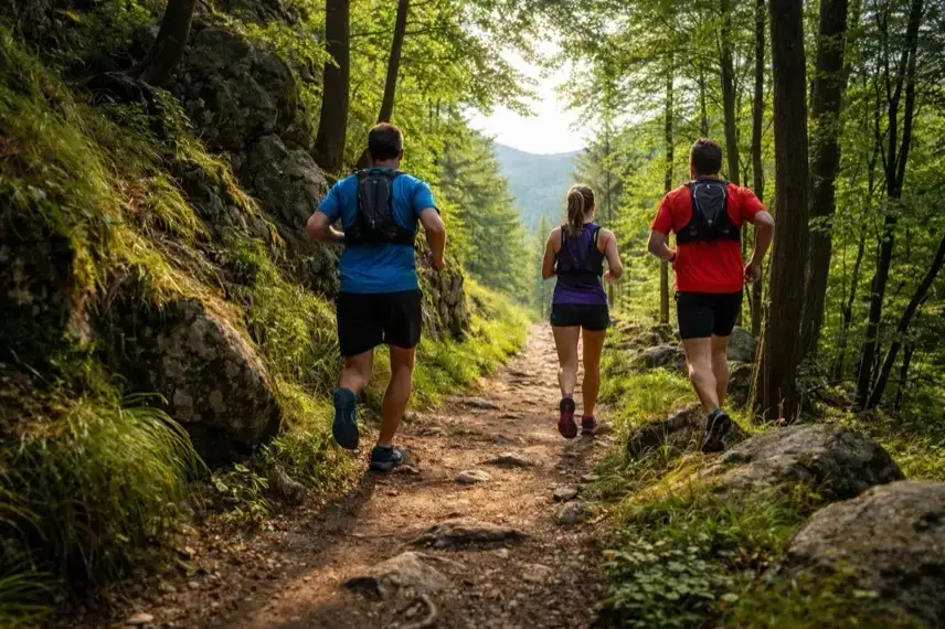 Waldweg mit Felsen und Bäumen im Selketal bei Harzgerode, typisches Gelände für den Klippenlauf im Unterharz